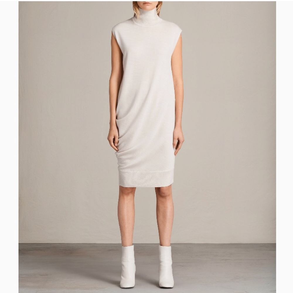 All Saints Cream Asymmetrical Dress